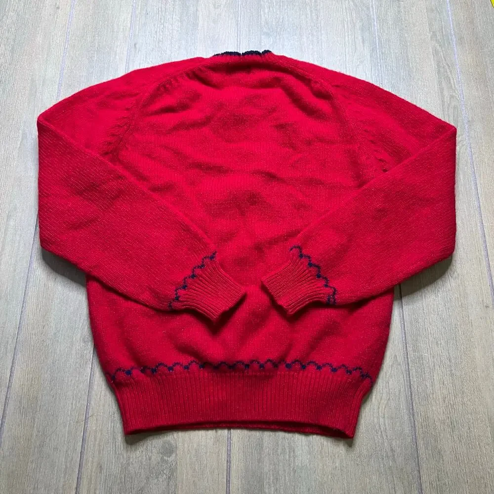 Vintage Lands’ End Red Wool Sweater Womens M Monogram CBM USA‎ Classic 90s